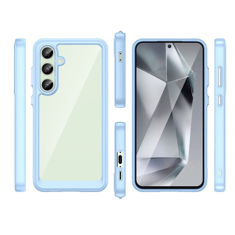 
Silikoninis dėklas su gelio rėmeliu, skirtas „Samsung Galaxy S24 FE Outer Space“ dėklui – mėlynas

