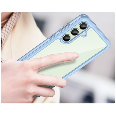 
Silikoninis dėklas su gelio rėmeliu, skirtas „Samsung Galaxy S24 FE Outer Space“ dėklui – mėlynas

