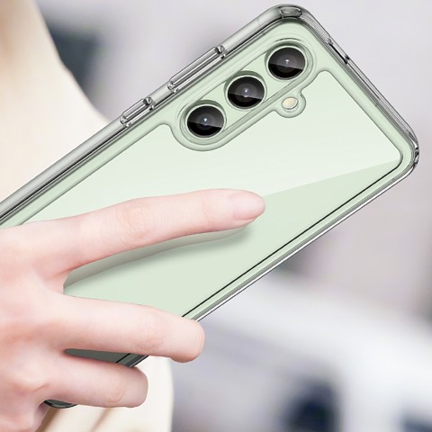 
Silikoninis dėklas su gelio rėmeliu, skirtas „Samsung Galaxy S24 FE Outer Space“ dėklui - skaidrus
