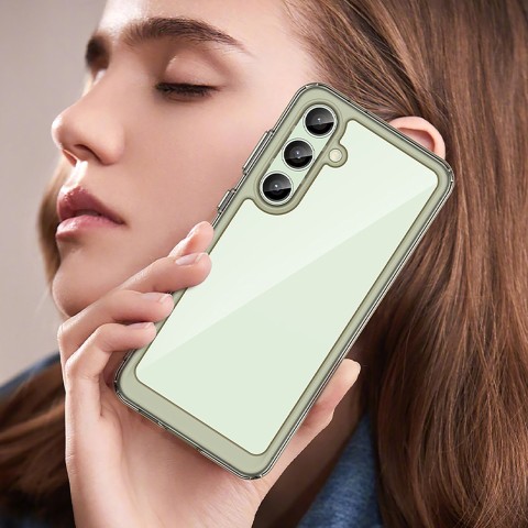 
Silikoninis dėklas su gelio rėmeliu, skirtas „Samsung Galaxy S24 FE Outer Space“ dėklui - skaidrus ir juodas
