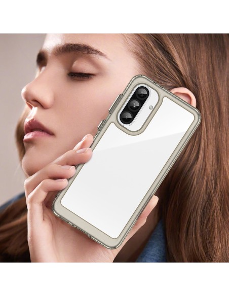 
„Samsung Galaxy A26 Outer Space“ dėklas su lanksčiu rėmeliu – permatomas juodas
