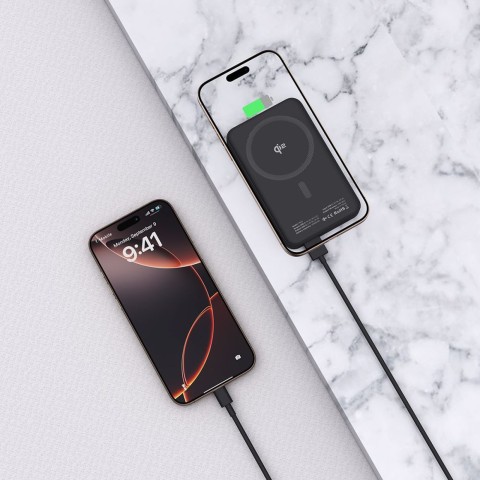 
Belaidis išorinis akumuliatorius 10000 mAh USB-A USB-C 15W – juodas
