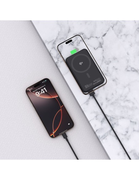 
Belaidis išorinis akumuliatorius 10000 mAh USB-A USB-C 15W – juodas
