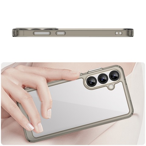 
„Samsung Galaxy A36 Outer Space“ dėklas su lanksčiu rėmeliu – permatomas juodas
