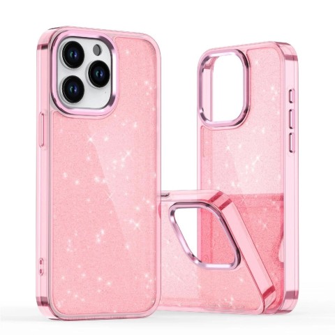 
Blizgantis „iPhone 16e“ galinis dėklas su blizgučiais – rožinis
