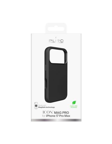 
„iPhone 17 Pro Max Pure Icon Mag Pro“ skysto silikono „MagSafe“ dėklas su aliuminio mygtukais – juodas

