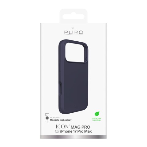 
„iPhone 17 Pro Max Pure Icon Mag Pro“ skysto silikono „MagSafe“ dėklas su aliuminio mygtukais – tamsiai mėlynas
