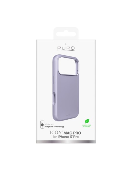 
„iPhone 17 Pro Icon Mag Pro“ skysto silikono „MagSafe“ dėklas su aliuminio mygtukais – levandų spalvos
