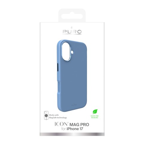 
„iPhone 17 Icon Mag Pro“ skysto silikono „MagSafe“ dėklas su aliuminio mygtukais – mėlynas
