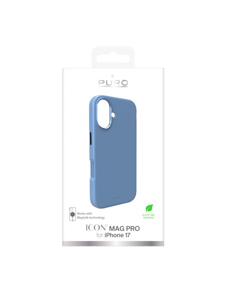 
„iPhone 17 Icon Mag Pro“ skysto silikono „MagSafe“ dėklas su aliuminio mygtukais – mėlynas

