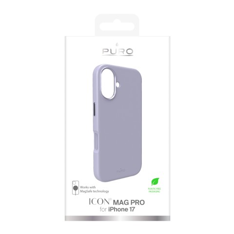
„iPhone 17 Icon Mag Pro“ skysto silikono „MagSafe“ dėklas su aliuminio mygtukais – levandų spalvos
