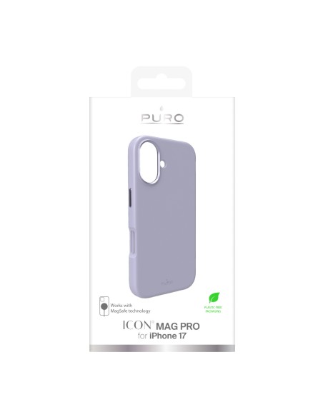 
„iPhone 17 Icon Mag Pro“ skysto silikono „MagSafe“ dėklas su aliuminio mygtukais – levandų spalvos

