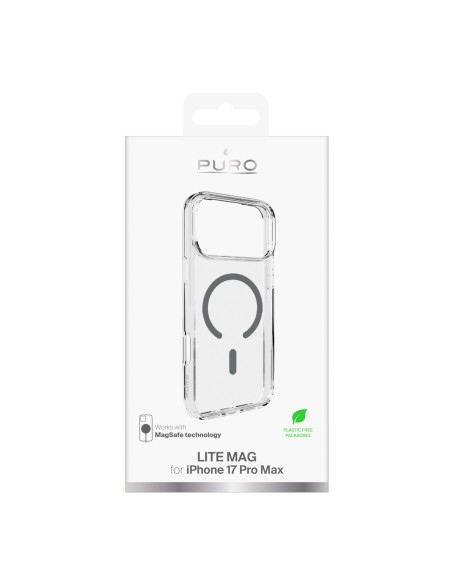 
„iPhone 17 Pro Max Lite“ „MagSafe“ dėklas – permatomas pilkas žiedas
