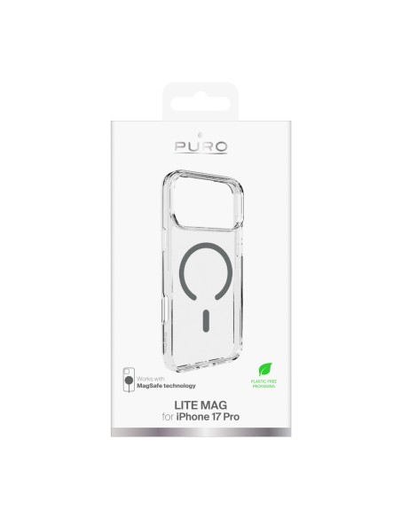 
„iPhone 17 Pro Lite“ „MagSafe“ dėklas – permatomas pilkas žiedas
