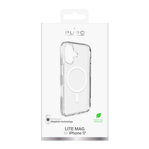 
„iPhone 17 Lite“ „MagSafe“ dėklas – permatomas baltas žiedas
