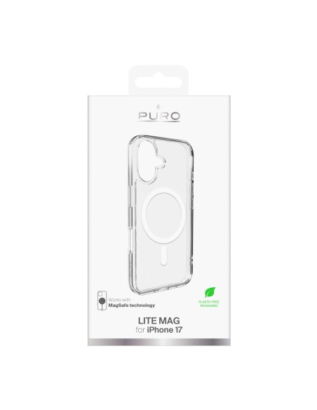 
„iPhone 17 Lite“ „MagSafe“ dėklas – permatomas baltas žiedas
