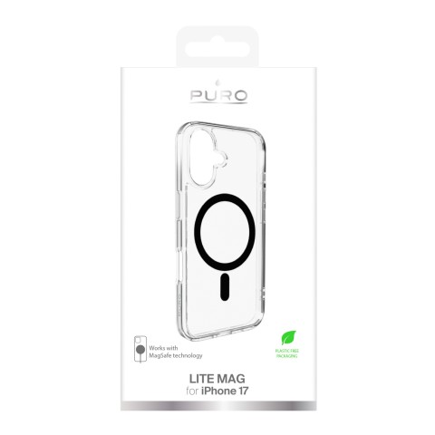 
„iPhone 17 Lite“ „MagSafe“ dėklas – permatomas juodas žiedas
