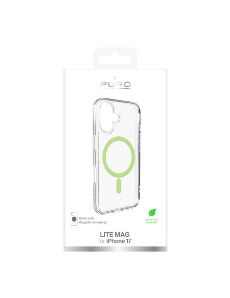 
„iPhone 17 Lite“ „MagSafe“ dėklas – permatomas žalias žiedas
