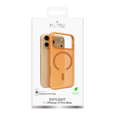
„iPhone 17 Pro Max Magsafe Daylight“ silikoninis dėklas – permatomas oranžinis
