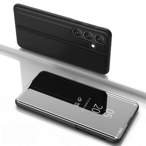
„Samsung Galaxy S25 Clear View“ dėklas su atverčiamu dangteliu – juodas
