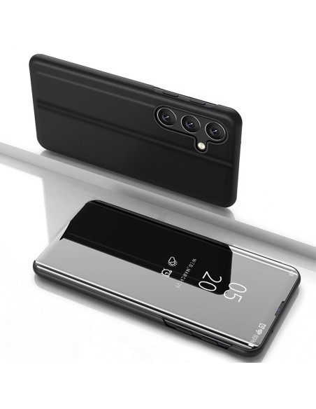 
„Samsung Galaxy S25 Clear View“ dėklas su atverčiamu dangteliu – juodas
