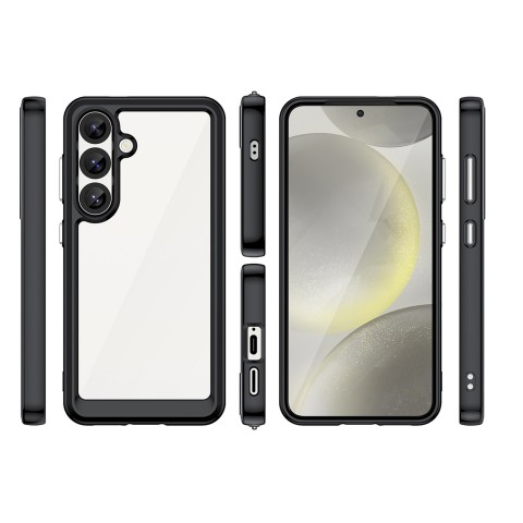 
Silikoninis dėklas su gelio rėmeliu, skirtas „Samsung Galaxy S25 Outer Space“ dėklui – juodas
