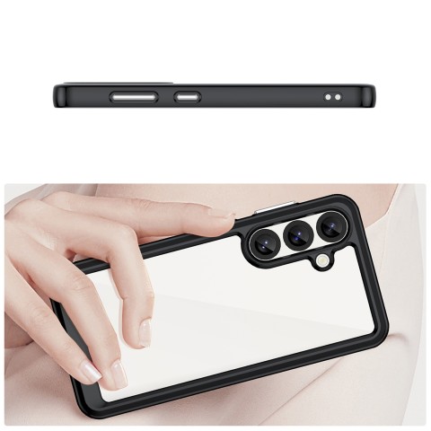 
Silikoninis dėklas su gelio rėmeliu, skirtas „Samsung Galaxy S25 Outer Space“ dėklui – juodas
