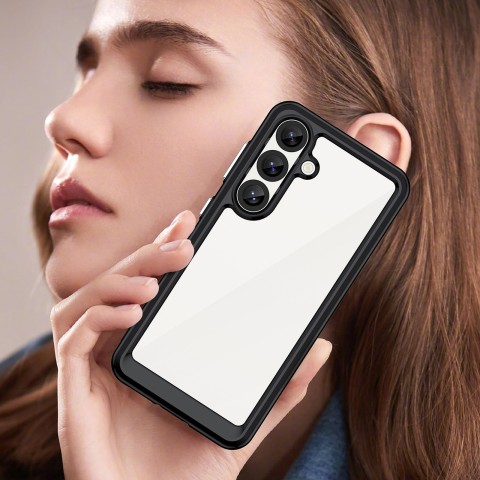 
Silikoninis dėklas su gelio rėmeliu, skirtas „Samsung Galaxy S25 Outer Space“ dėklui – juodas

