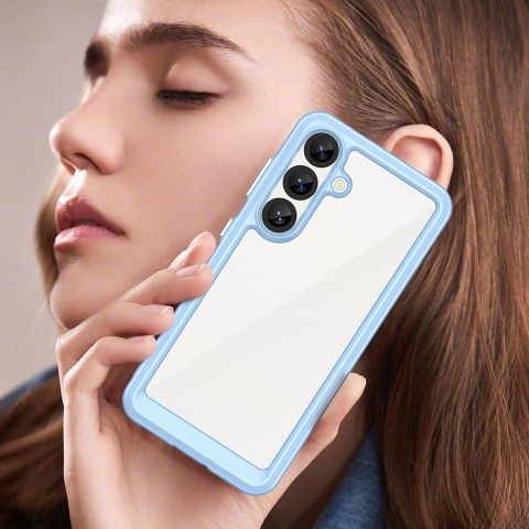 
Silikoninis dėklas su gelio rėmeliu, skirtas „Samsung Galaxy S25 Outer Space“ dėklui – mėlynas
