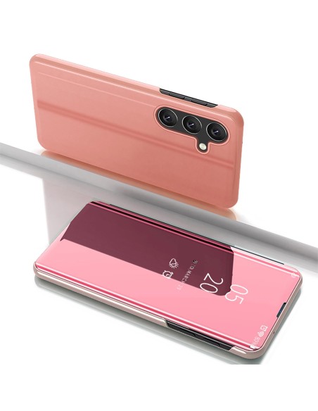 
„Samsung Galaxy S25+“ skaidraus vaizdo dėklas su atverčiamu dangteliu – rožinis
