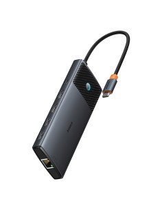 
ŠAKOS adapterio skirstytuvas 10in1 HDMI USB-A USB-C RJ45 SD TF - pilkas
