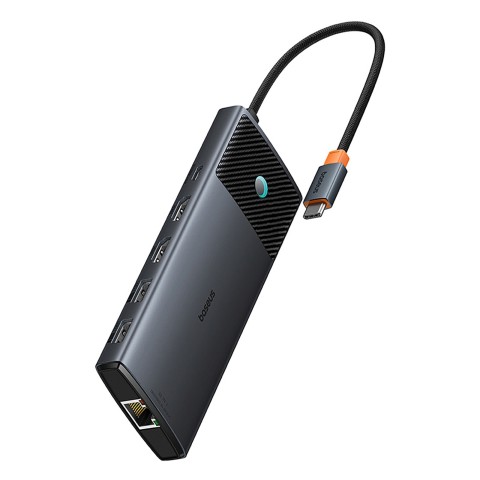 
ŠAKOS adapterio skirstytuvas 10in1 HDMI USB-A USB-C RJ45 SD TF - pilkas
