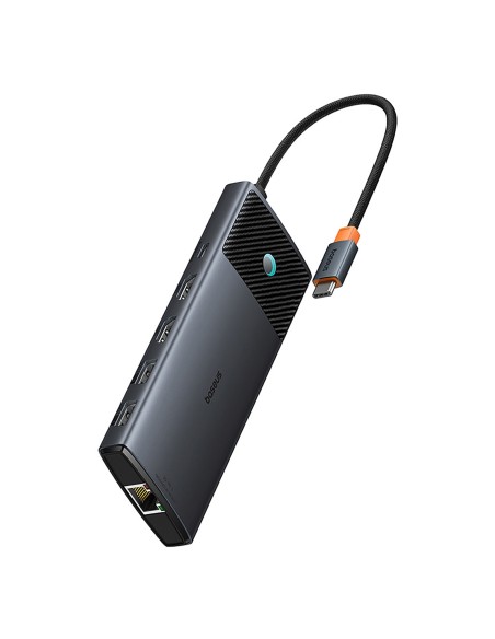 
ŠAKOS adapterio skirstytuvas 10in1 HDMI USB-A USB-C RJ45 SD TF - pilkas
