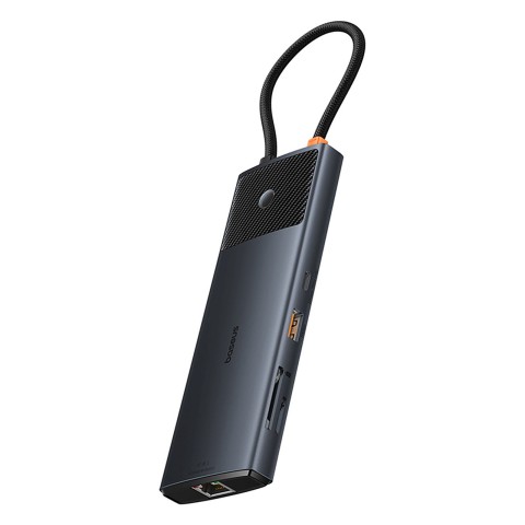 
ŠAKOS adapterio skirstytuvas 10in1 HDMI USB-A USB-C RJ45 SD TF - pilkas
