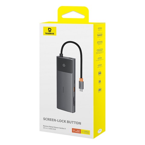 
ŠAKOS adapterio skirstytuvas 10in1 HDMI USB-A USB-C RJ45 SD TF - pilkas
