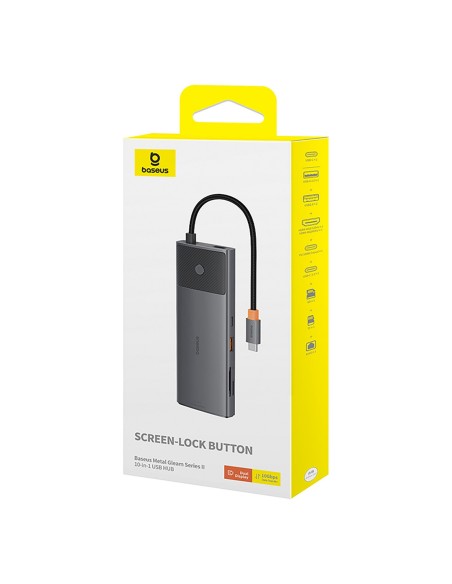 
ŠAKOS adapterio skirstytuvas 10in1 HDMI USB-A USB-C RJ45 SD TF - pilkas

