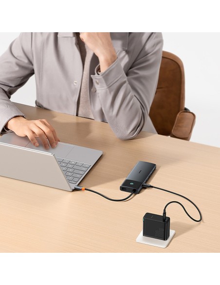 
ŠAKOS adapterio skirstytuvas 10in1 HDMI USB-A USB-C RJ45 SD TF - pilkas
