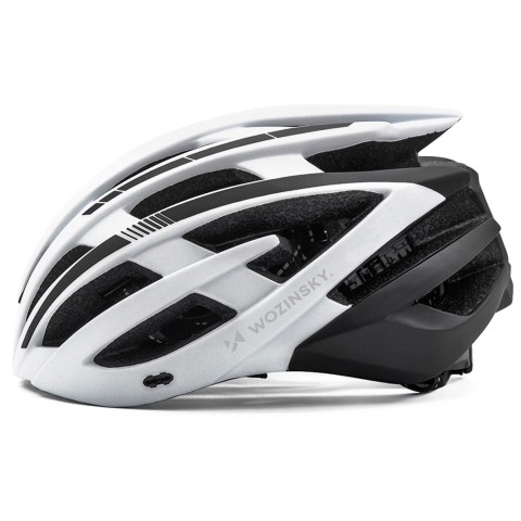 
MTB dviračio šalmas su nuimamu skydeliu ir USB galiniu žibintu 54–57 cm – juodas ir baltas
