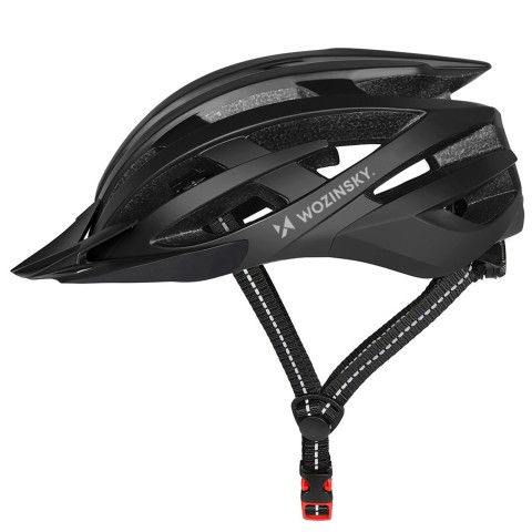 
MTB dviračio šalmas su nuimamu skydeliu ir USB galiniu žibintu 54-57 cm - juodas
