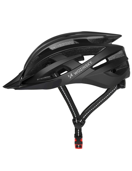 
MTB dviračio šalmas su nuimamu skydeliu ir USB galiniu žibintu 54-57 cm - juodas
