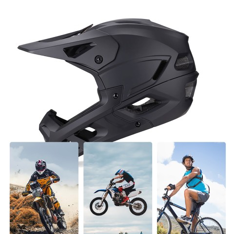 
Dviračio šalmas su nuimamu skydeliu, 57–62 cm – juodas
