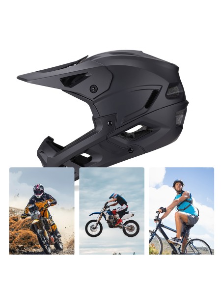 
Dviračio šalmas su nuimamu skydeliu, 57–62 cm – juodas
