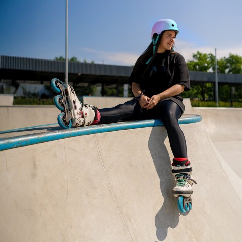 
BMX dviračio šalmas paspirtukams 54-58 cm - rausvas gradientas
