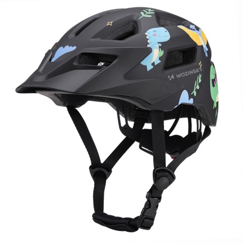 
Vaikiškas MTB dviračio šalmas su nuimamu skydeliu 48–52 cm – juodas
