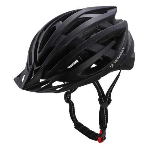 
MTB dviračio šalmas su nuimamu skydeliu ir USB galiniu žibintu 57–62 cm – juodas
