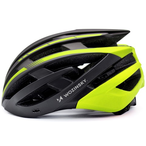 
MTB dviračio šalmas su nuimamu skydeliu ir USB galiniu žibintu 57–62 cm – juodas ir geltonas
