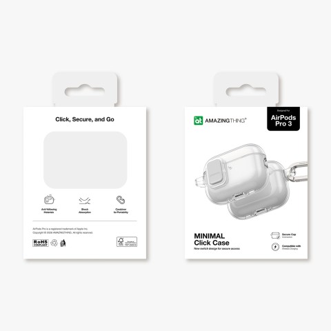 
„AirPods Pro 3“ minimalaus dydžio dėklas – permatomas
