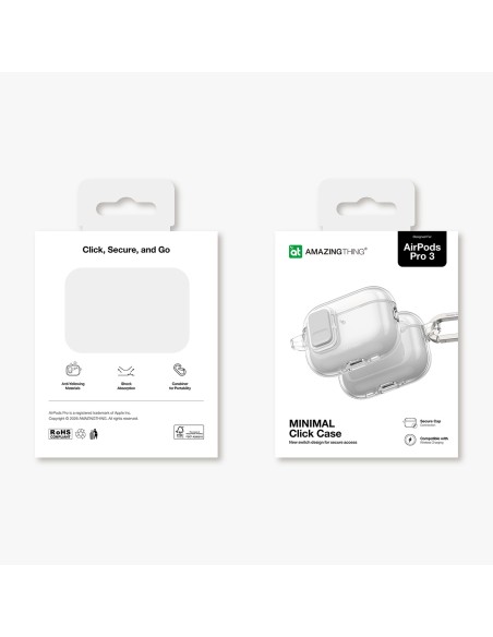 
„AirPods Pro 3“ minimalaus dydžio dėklas – permatomas
