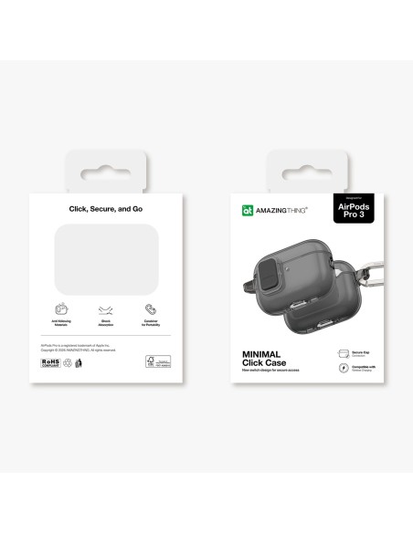
„AirPods Pro 3“ minimalaus dizaino dėklas – juodas
