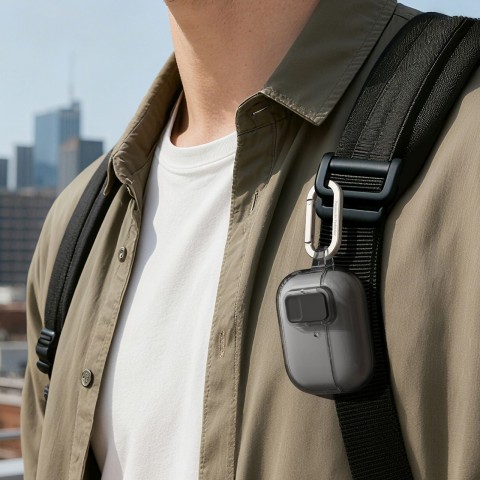 
„AirPods Pro 3“ minimalaus dizaino dėklas – juodas
